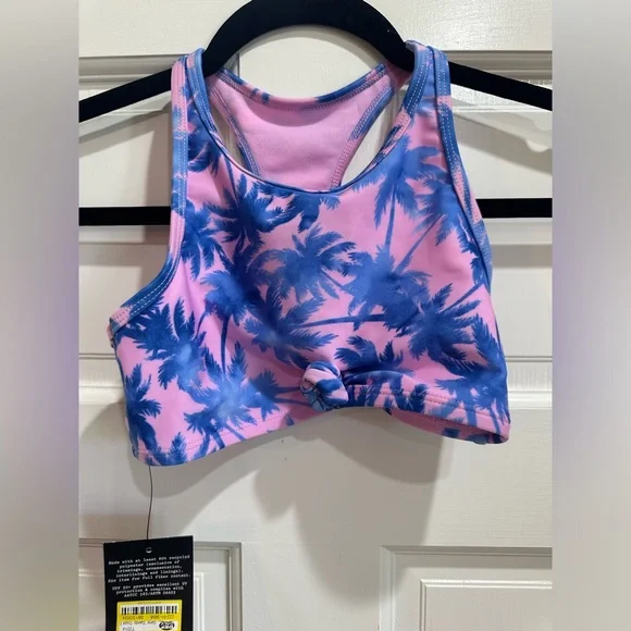 Girls' Sandy Daze Palm Printed Bikini Top - art class S 6/7 - Picture 1 of 4